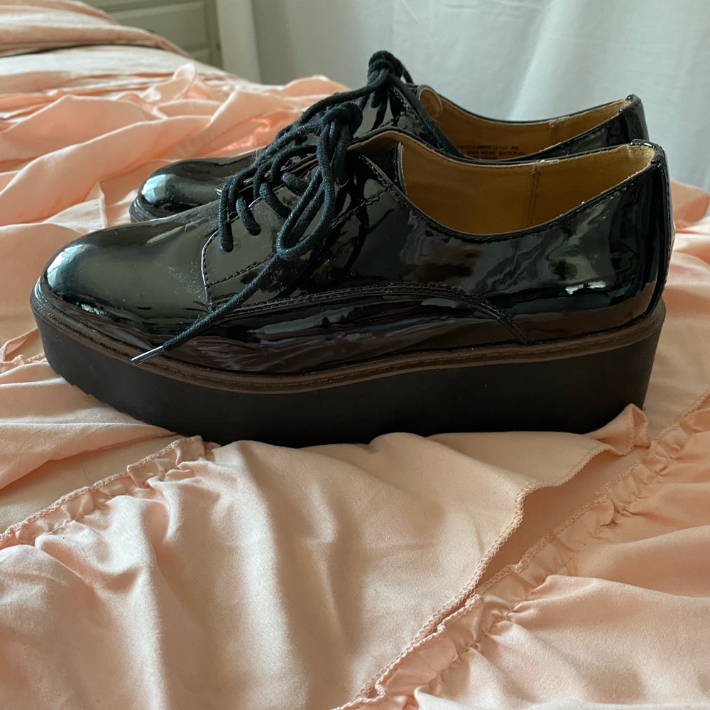 Shiny platform Mary Janes  Steve Madden size 8